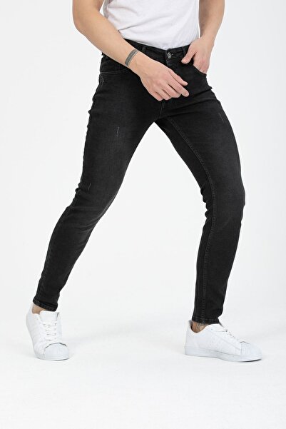 OneZero Ανδρικό τζιν Lycra Μαύρο Destroy Skinny Fit Τζιν με κουμπιά