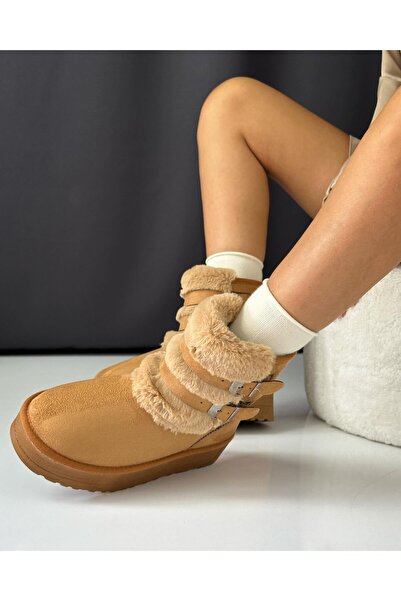 shopcolic 133 Uggcı 2 Tokalı Içi Tüylü Kalın Taban Kadın Bot