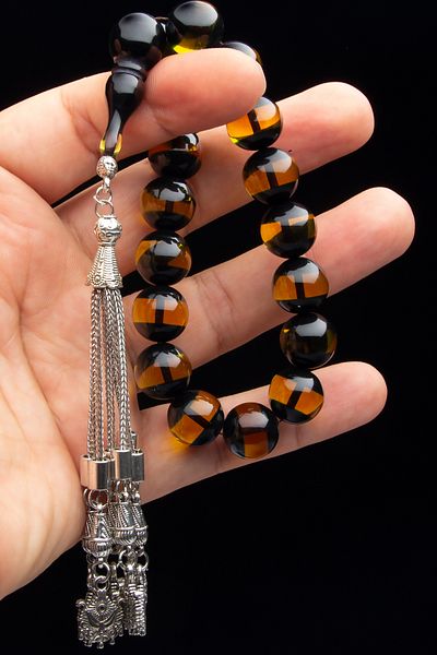 OTTOTESBİH Δώρο Ανδρική μασκότ αγόρι Midnight Blue Vernier Scented Powder Amber Prayer Beads Efe Prayer Beads