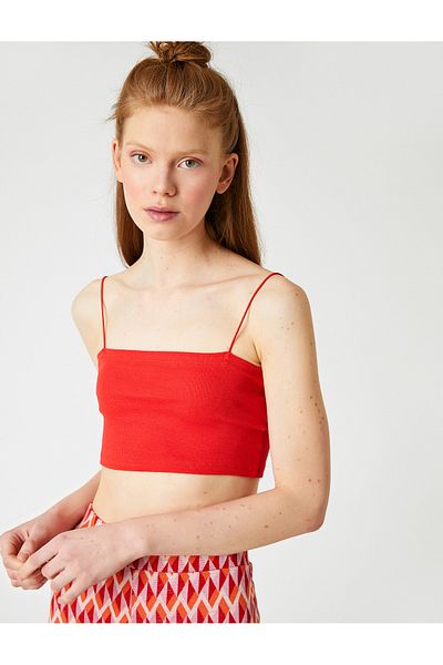 Koton Crop Cut Thin Strap Tank Top