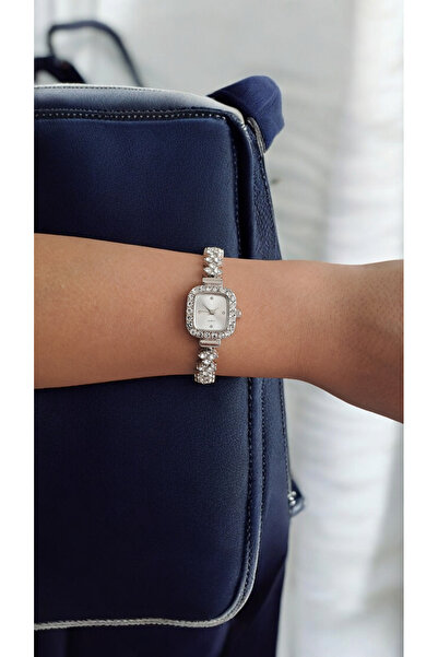 DARK BLANC Gümüş Renk Vintage Taşlı Kol Saati