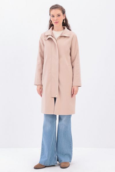 ALLDAY Placket Stand Collar Flato Pocket Coat
