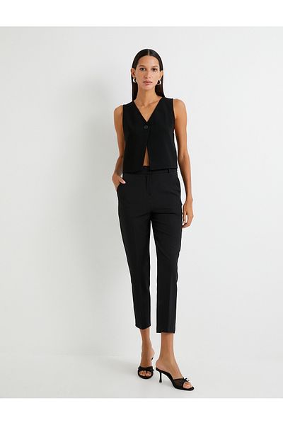 Koton Cigarette Fabric Trousers High Waist with Pockets