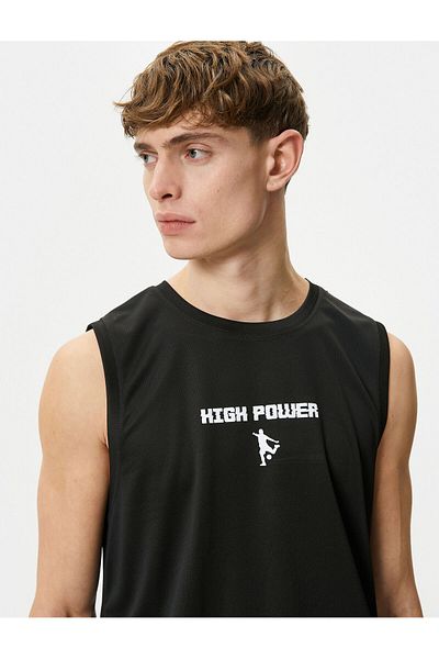 Koton Sports Tank Top Slogan Printed Sleeveless Crew Neck
