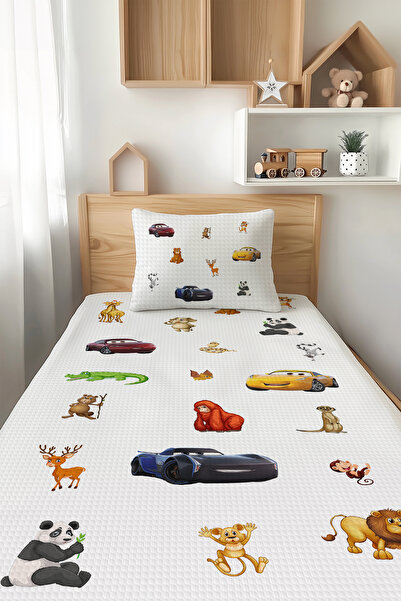 Talia Home طقم بيكيه فردي للأطفال - نمط تعلم الحيوانات، TLAP-109