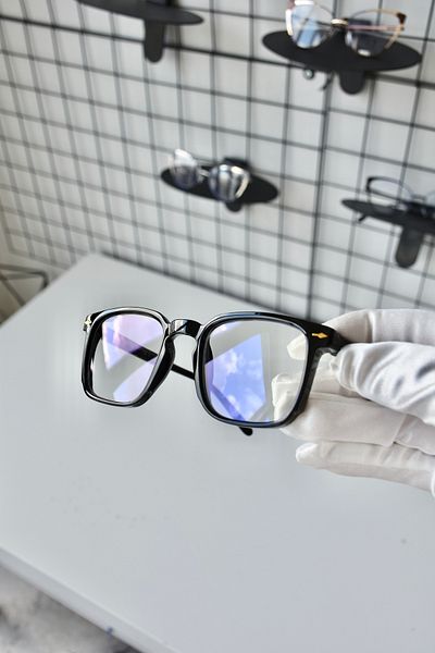 LOOKUP NEW Tiger Black Clear Square Rectangle Bone Women Men Unisex Blue Screen Goggle Eyewear