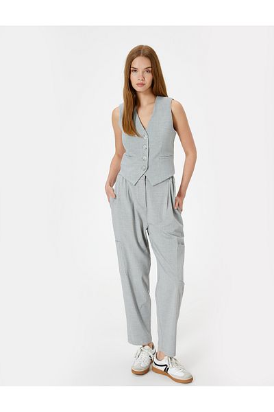 Koton Γιλέκο σακάκι με ζώνη V-Neck - Άνετη εφαρμογή