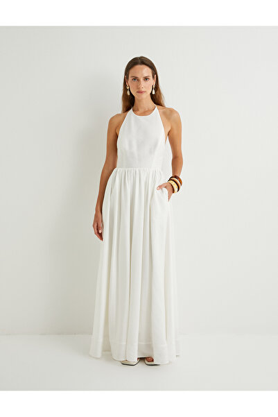 Koton X Şahika Ercümen - Halter Yaka Viskon Uzun Elbise Astarlı
