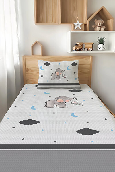 Talia Home طقم بيكيه للأطفال بنمط فيل واحد - TLAP-119