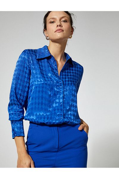Koton Satin Shirt with Diamond Pattern