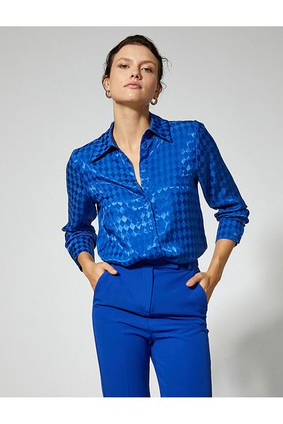 Koton Satin Shirt with Diamond Pattern