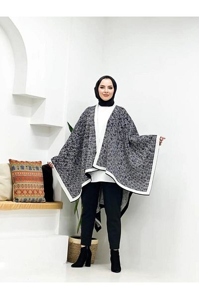 sportiness Women's Double-Sided Usable Knitwear Shawl Poncho