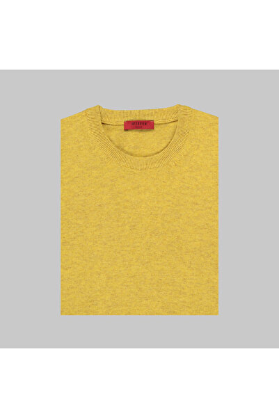 Sarar İNTERVİEW DOKUMA KUMAŞ YÜNLÜ BİLİKLET YAKA SARI KAZAK