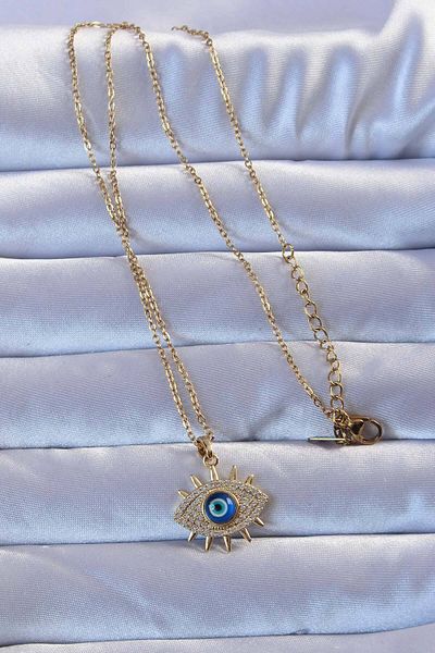 Skygo 316L Gold Color Zircon Stone Evil Eye Necklace - Tj-Bko9271