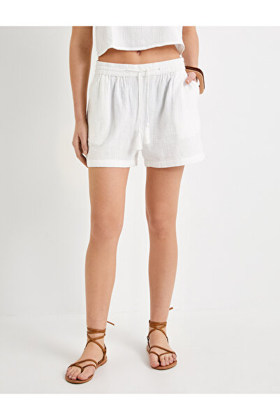 Koton Müslin Şort Beli Bağcıklı Cep Detaylı Pamuklu