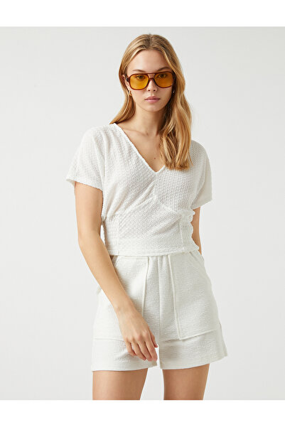 Koton Tričko s krátkým rukávem s výstřihem do V