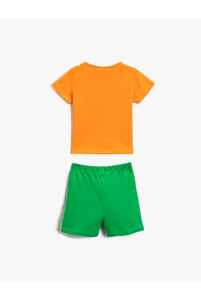 Koton Giraffe And Palm Tree Printed Shorts T-Shirt Set Cotton
