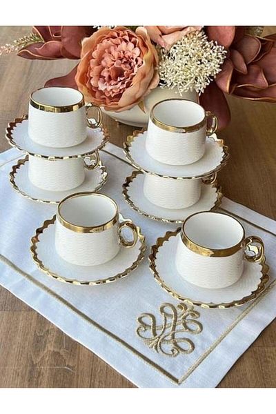 Sembol Daisy Tea and Nescafe Cup Set for 6 People 180 Cc Purebone-276