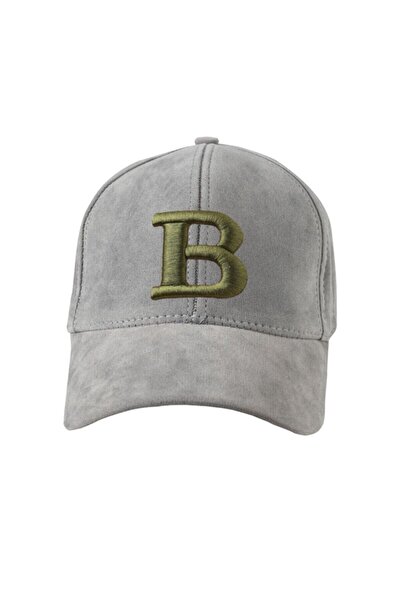 ŞapkaMania قبعة من جلد الغزال باللون الكاكي مع حرف B