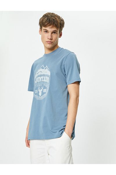 Koton Crew Neck Short Sleeve Cotton College T-Shirt - Printed