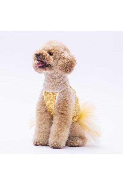 Pawstar Sarı Polka-Dot Kedi Köpek Elbisesi - Kedi Köpek Kıyafeti