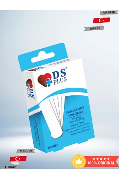 DS Sağlık Band-Aid Flexible Flexible First Aid Strip 19mm X 72mm 20Pcs Water Resistant