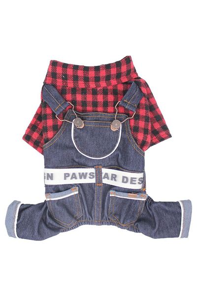 Pawstar Red Plaid Gardener Jumpsuit Cat Dog Jumpsuit Cat Dog Outfit