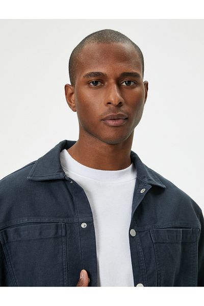 Koton Shirt Jacket Pocket Detailed Snap Button Classic Collar Regular Fit