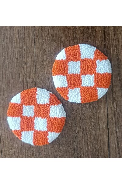 2'li Punch Bardak Altlığı Kahve Sunum Altlığı Punch Needle Coaster Araba Aksesuarı 7 cm