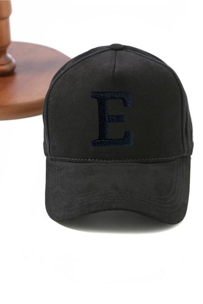 ŞapkaMania Luxury Gabardine Baseball Cap with Black Letter E