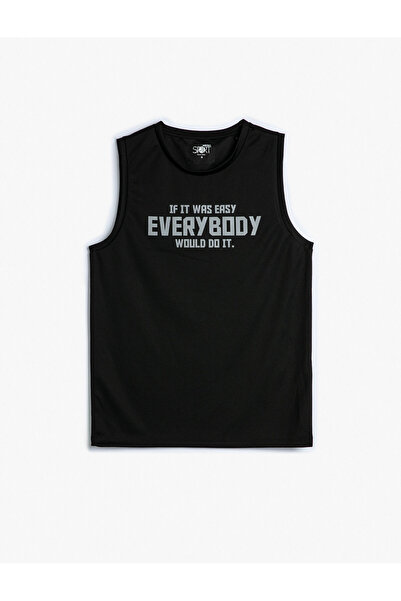 Koton Sports Tank Top Comfortable Cut Slogan Printed Crew Neck