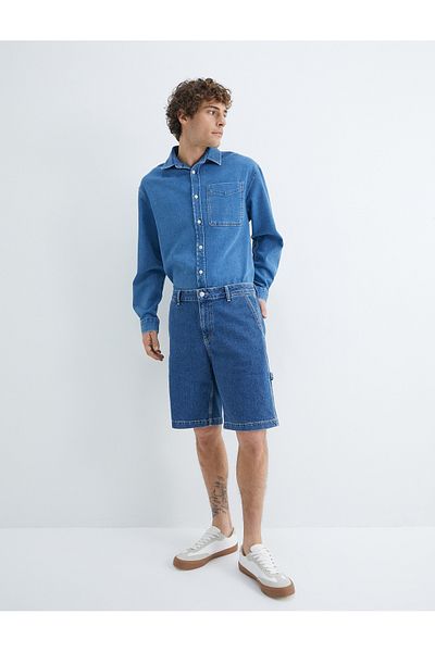 Koton Pantaloni scurți oversize din denim cu buzunar cu nasturi
