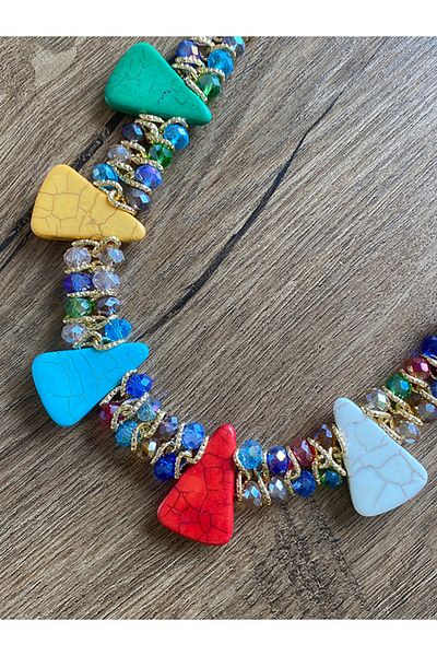 Store Artificial Crystal Handmade Colorful Necklace Earring Set