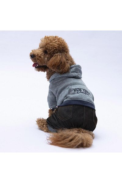Pawstar Grey New York Dog Jumpsuit Dog Outfit Cat Outfit