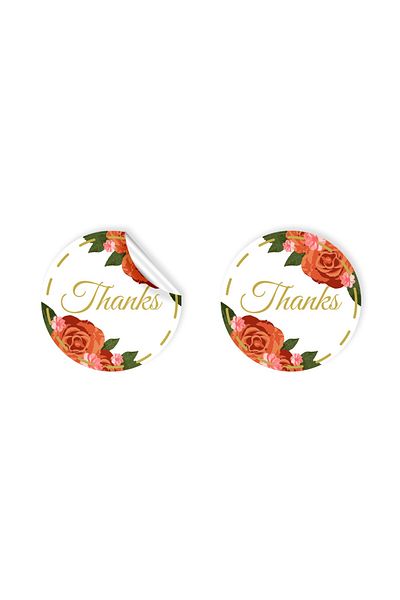 anka design 4X4Cm Painted Sticker and Cargo Label - 48 Pieces Thanks