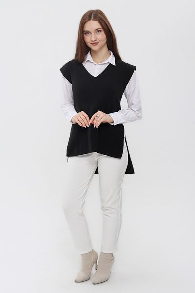 MA ananas Women's V-Neck Belted Long Knitwear Sweater