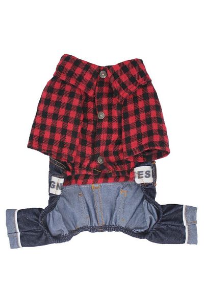 Pawstar Red Plaid Gardener Jumpsuit Cat Dog Jumpsuit Cat Dog Outfit