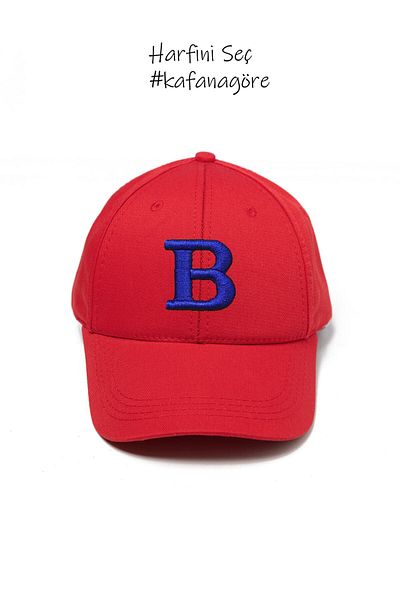ŞapkaMania Navy Blue Letter B Basic Cap