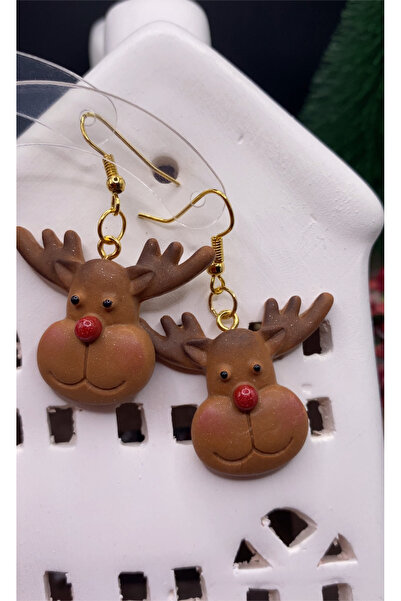 nalanca Yeni Yıl (CHRİSTMAS) Geyik Ultra Hafif Polimer Küpe