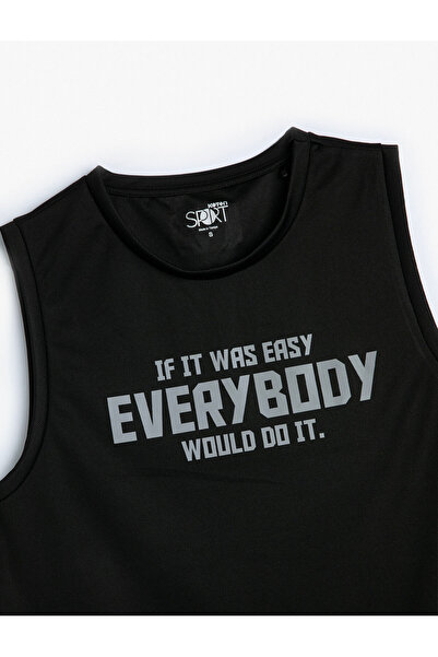 Koton Sports Tank Top Comfortable Cut Slogan Printed Crew Neck
