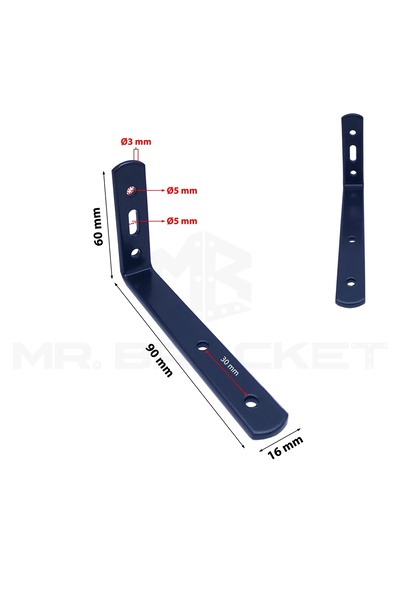 MR.BRACKET 2'li Çelik Deprem Dolap Sabitleme Aparatı 6x9 Cm Siyah - Mobilya Gardırop Sabitleyici L Demir Gönye