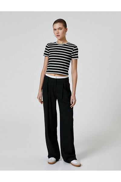Koton Tricou cu mânecă scurtă, decolteu, vâscos, amestecat