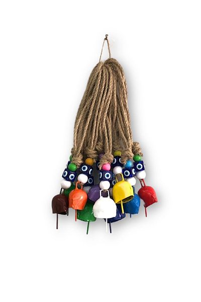 Art inside 10Pcs Colorful Bell Embellished with Evil Eye Beads Gift Wall Garden Balcony Door Decoration