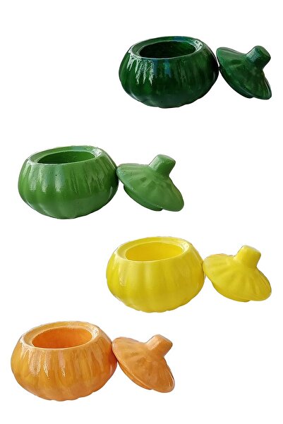 Uğur Böceği Ticaret 4 Pumpkin Presentation Containers - Sugar Bowl Storage Container