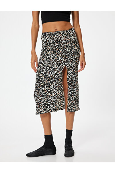 Koton Leopárd mintás szoknya Midi Slit Draped Wrap