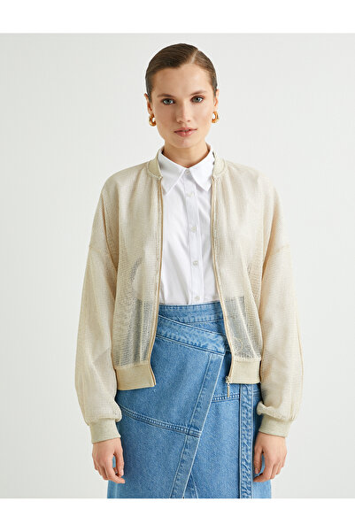 Koton Jachetă bomber cu fermoar cu guler cu sclipici