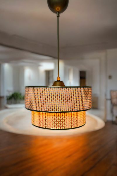 Göksu Lighting Rattan Model Tiered Pendant Lamp Chandelier Living Room Living Room Hallway Entrance Dining Room