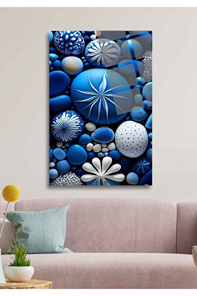 HMDS CONCEPT Tablou din sticlă cu pietre de pietriș albastru 49