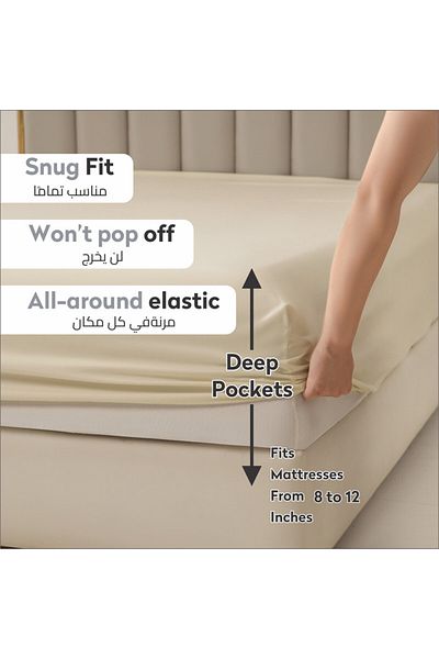 Donetella Fitted Sheet - Fits 90x190 Cm Single Size 2 Pcs - 30 Cm Deep Pocket