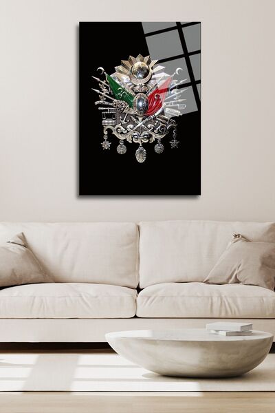 HMDS CONCEPT Tugra otomană, pictură pe sticlă cu emblemă 67